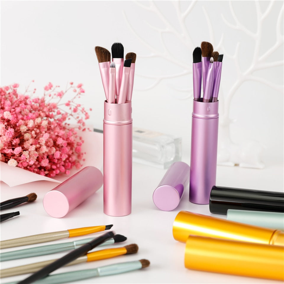 5 Pcs/set Travel Portable Mini Eye Makeup Brush Set Apply Eyeshadow Eyeliner Eyebrow Brush Lip Makeup Brush Set Makeup Tools