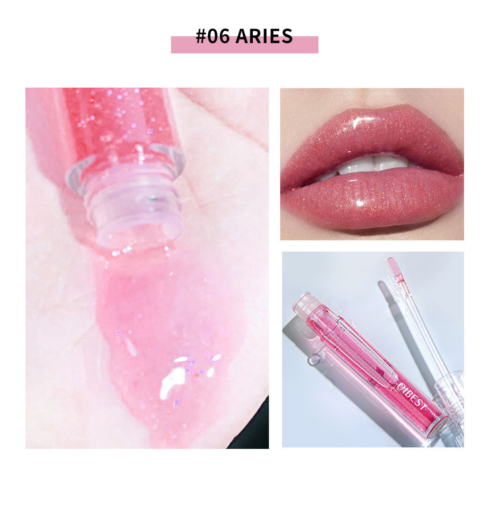 QIBEST Moisturizing Water Light Lip Gloss Not Easy to Fade Transparent Lip Gloss