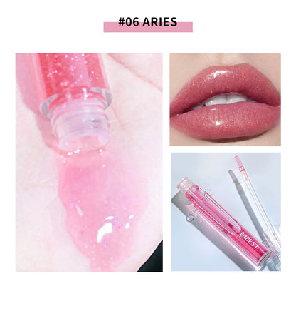 QIBEST Moisturizing Water Light Lip Gloss Not Easy to Fade Transparent Lip Gloss