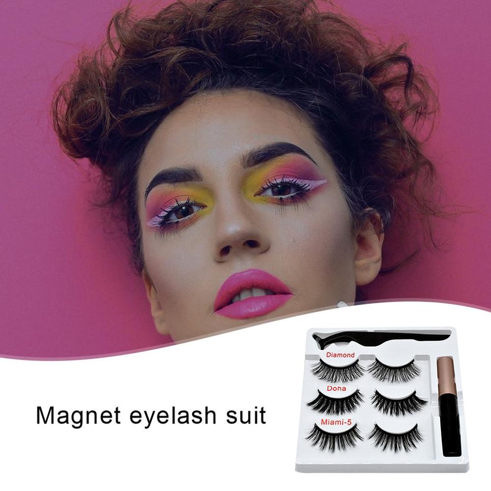 Magnetic Eyelashes with Eyeliner Kit, Eyelashes Long Reusable False Lashes (3 Pairs)