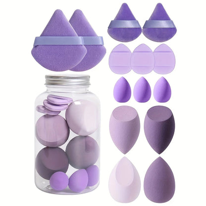 14-Piece Makeup Sponge Set Makeup Sponge Mixer 7 Powder Puffs 4 Mini Makeup Sponges and 3 Finger-Wrapped Makeup Sponges for Liquid Foundation Powder Concealer and Cream.