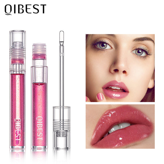 QIBEST Moisturizing Water Light Lip Gloss Not Easy to Fade Transparent Lip Gloss