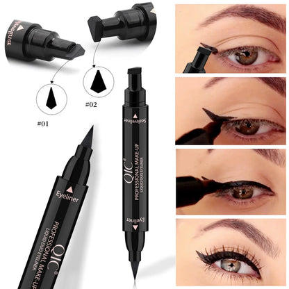 Eyeliner Stamp Double-sided Liquid Winged Eyeliner Pencil Smudge Proof Long Lasting Black