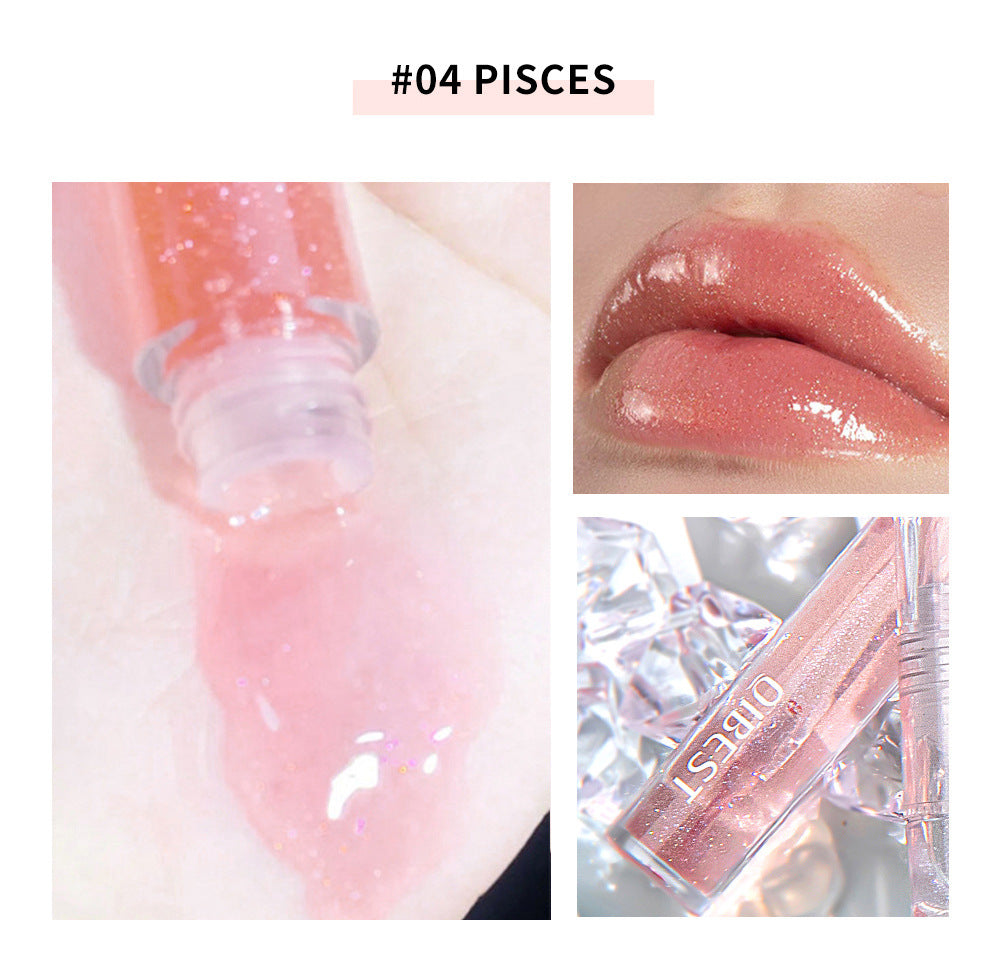 QIBEST Moisturizing Water Light Lip Gloss Not Easy to Fade Transparent Lip Gloss