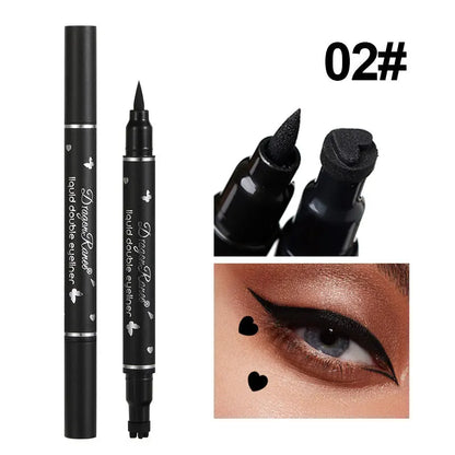 Black Liquid Eyeliner Stamp, Double-Side Waterproof Eyeliner Pen, Long-lasting Smudge-proof Tattoo Tools,Black Eye Liner Makeup,1 PC