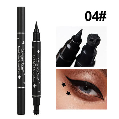 Black Liquid Eyeliner Stamp, Double-Side Waterproof Eyeliner Pen, Long-lasting Smudge-proof Tattoo Tools,Black Eye Liner Makeup,1 PC