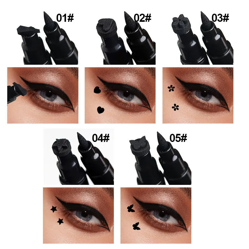 Black Liquid Eyeliner Stamp, Double-Side Waterproof Eyeliner Pen, Long-lasting Smudge-proof Tattoo Tools,Black Eye Liner Makeup,1 PC